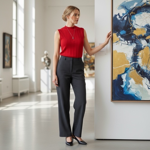 Ming Wang Tops - NWT MING WANG RED SLEEVELESS SHELL SWEATER TOP SZ S